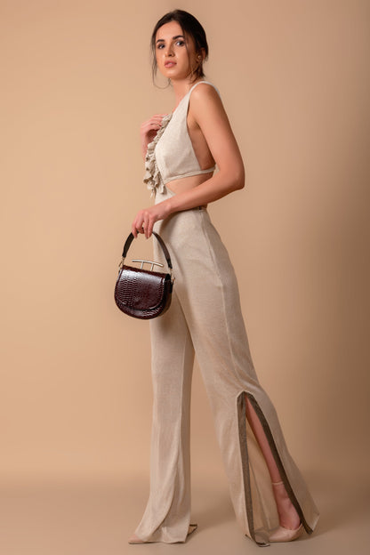 Flared-Leg Knit Jumpsuit