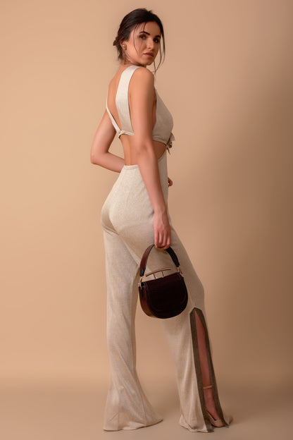 Flared-Leg Knit Jumpsuit