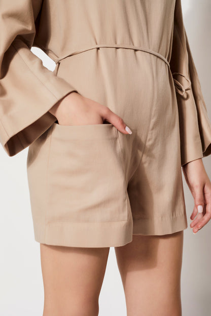 Utility-inspired caramel Playsuit