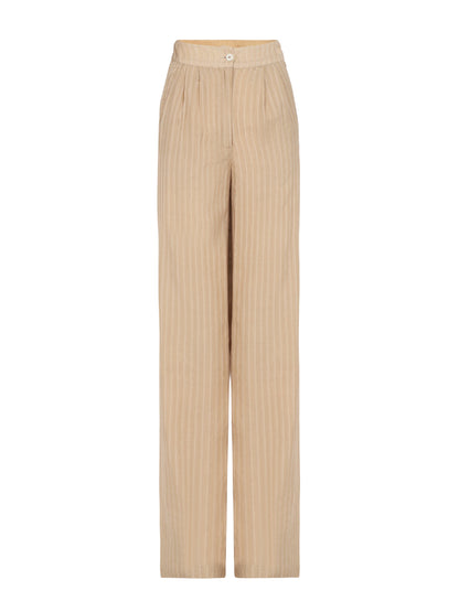 Women's striped flared pants – breathable and sustainable wide-leg design, perfect for work and casual wear