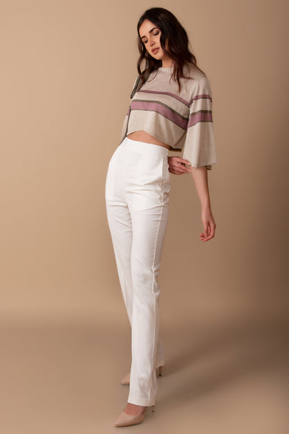 Ivory Slim-fit creased pants