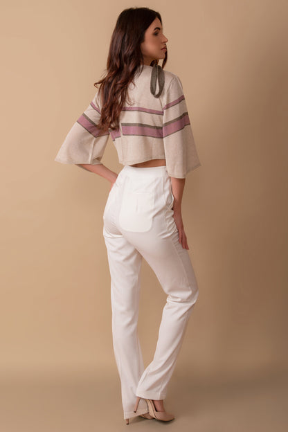 Ivory Slim-fit creased pants