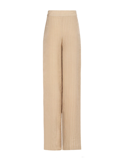 Women's striped flared pants – breathable and sustainable wide-leg design, perfect for work and casual wear